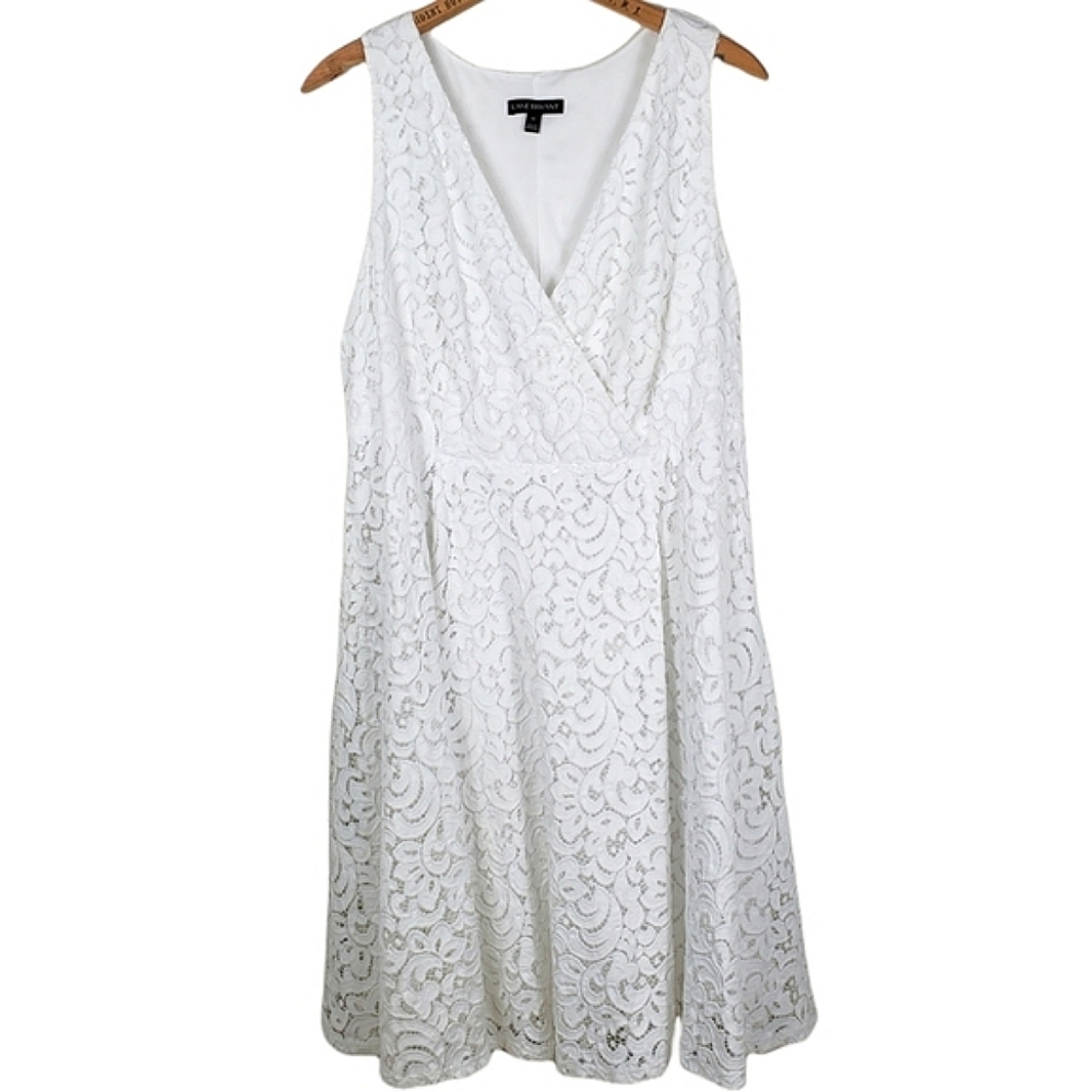 Lane Bryant White Lace Midi Dress